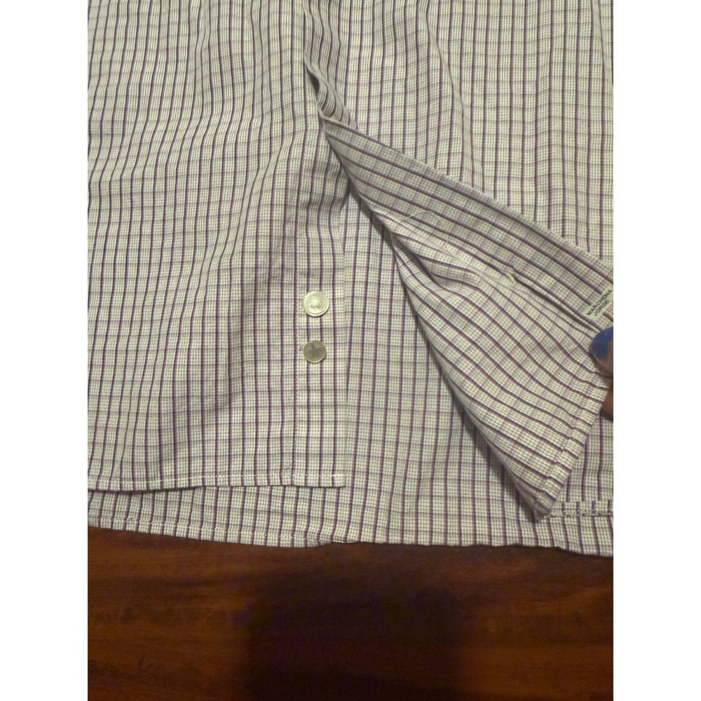 John Varvatos USA Mens Slim Fit Dress Shirt Purple White Check 16 34/35 L - Picture 6 of 10
